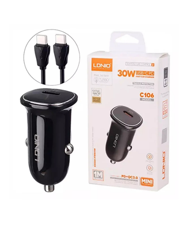 شارژر فندکی فست شارژ ماشین تایپ سی الدنیو C106