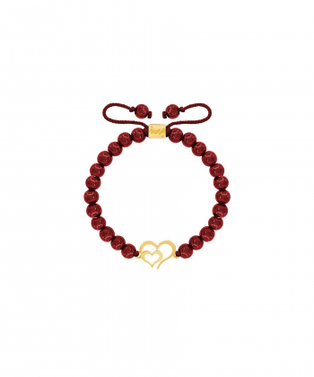 دستبند طلا سنگی دو قلب تو خالی پرسته Parasteh کد114646