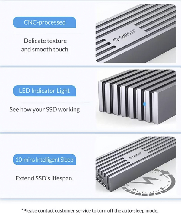 باکس اس اس دی m2 اوریکو ORICO FV35C3-G2 USB3.2 Gen2 Type-C M.2 NVMe/NGFF(SATA) SSD Enclosure