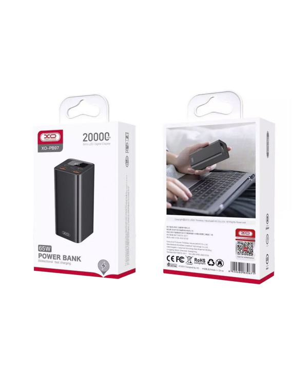 پاوربانک 65 وات 20000 ایکس او XO PB97 20000 mAh 65W Metal Fast Charging Powerbank