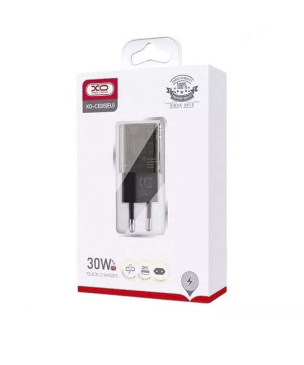 شارژر دیواری تایپ سی و یو اس بی 30 وات ایکس او XO CE05(EU) PD30W+QC3.0 18W fast charger
