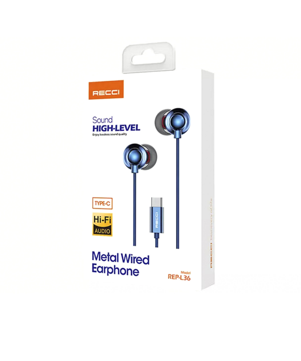 هندزفری سیمی تایپ سی رسی RECCI REP-L36 Type-C wired headset