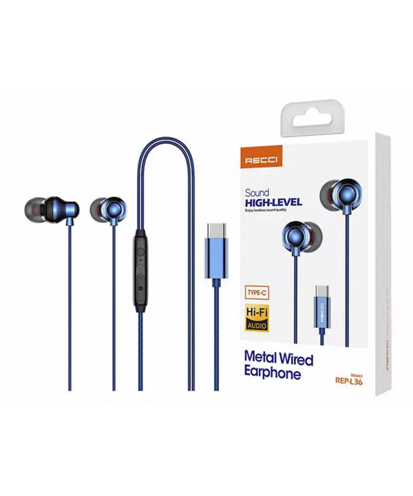 هندزفری سیمی تایپ سی رسی RECCI REP-L36 Type-C wired headset