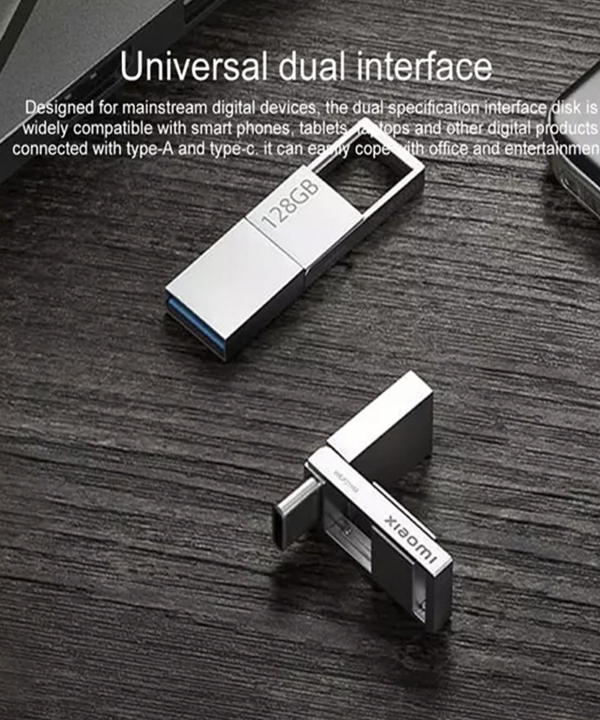 فلش تایپ سی 128 گیگابایت شیائومی Xiaomi Mini Dual Interface U Disk 128GB USB 3.2 Type-C XMUP22YM