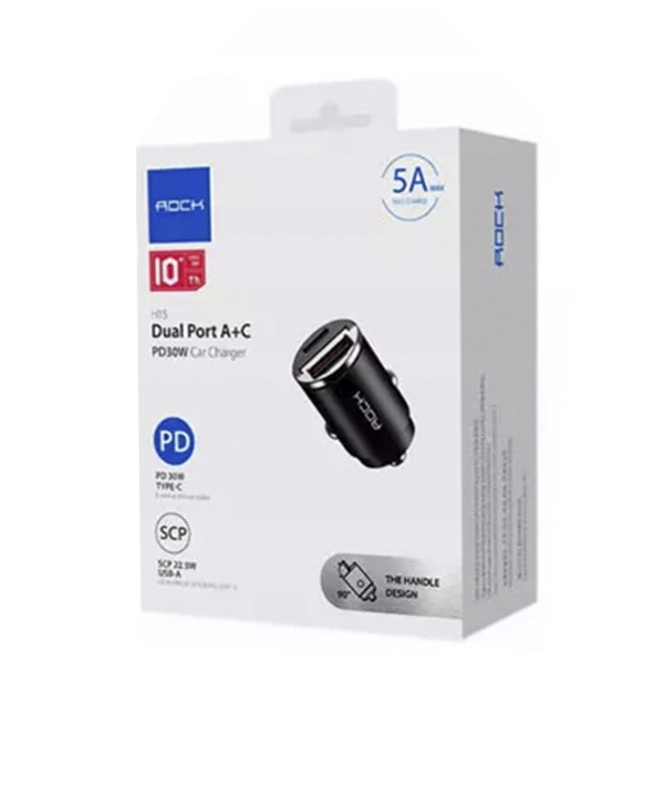 شارژر فندکی فست شارژ ماشین تایپ سی 30 وات راک h15