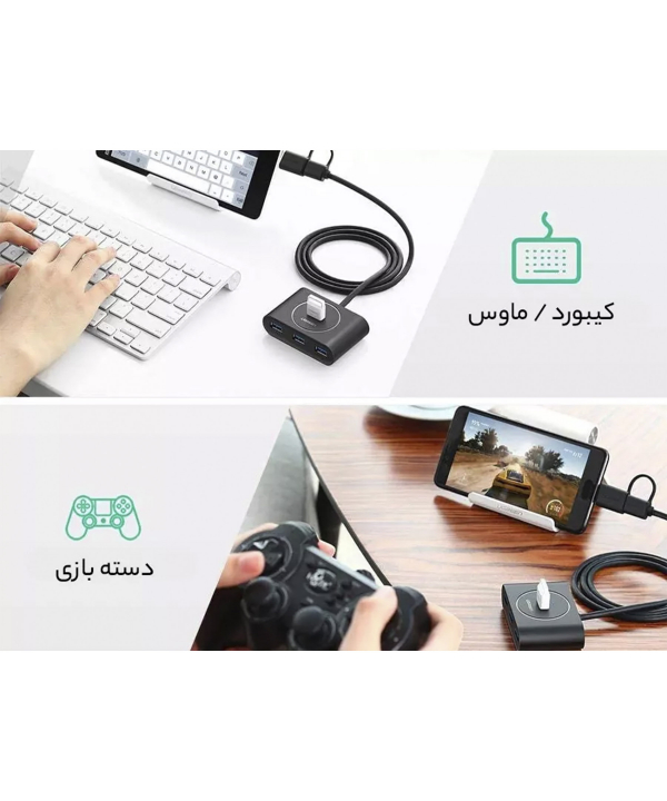 پاور هاب یو اس بی و تایپ سی 4 پورت یوگرین Ugreen CR113 40850
