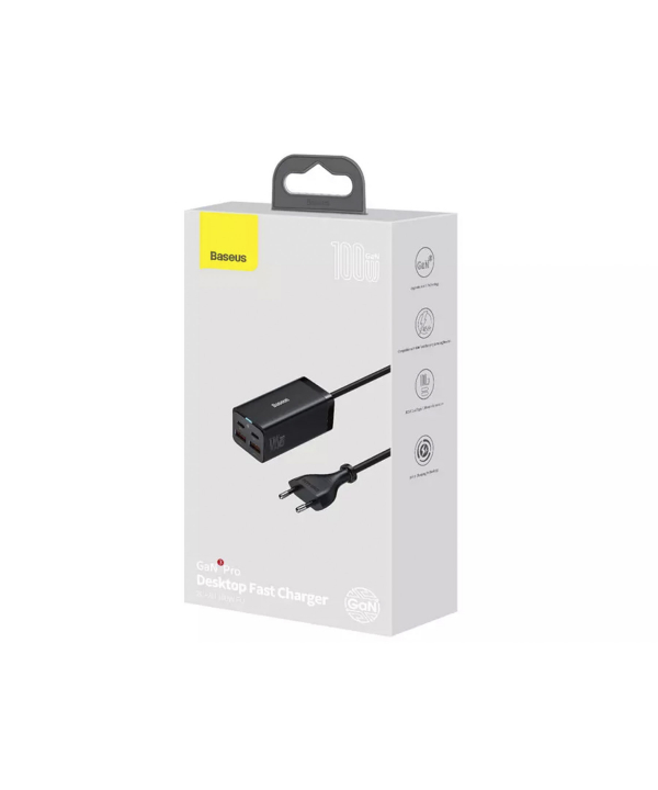 شارژر سوپر فست شارژ تایپ‎‌سی و یو‌اس‌بی 100 وات بیسوس Baseus GaN3 Pro Desktop CCGP000101