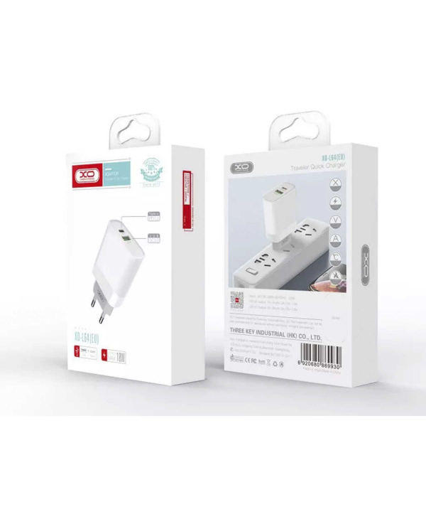 شارژر دیواری فست شارژ ایکس‌او XO 18W FAST EU QC3.0+PD FAST charger with type-c fast cable t