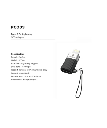 مبدل لایتنینگ به USB-C پرووان مدل PCO09