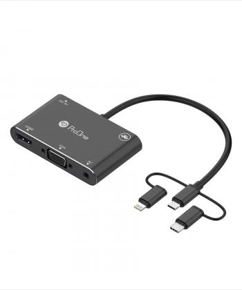 مبدل microUSB/ لایتنینگ/ USB-C به HDMI/VGA/AV پرووان مدل PHU560
