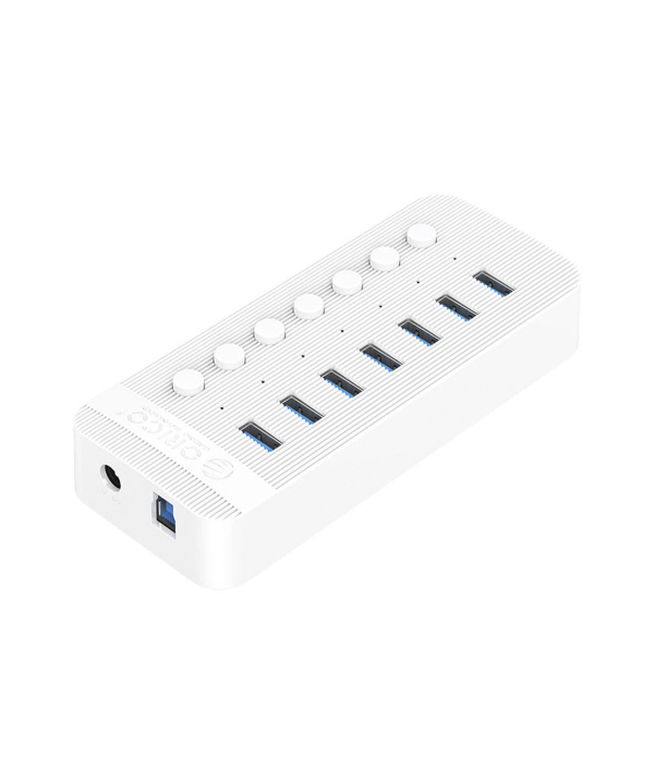 هاب یو اس بی 7 پورت همراه آداپتور اوریکو Orico CT2U3-7AB Multi-Port Hub With Individual Switches