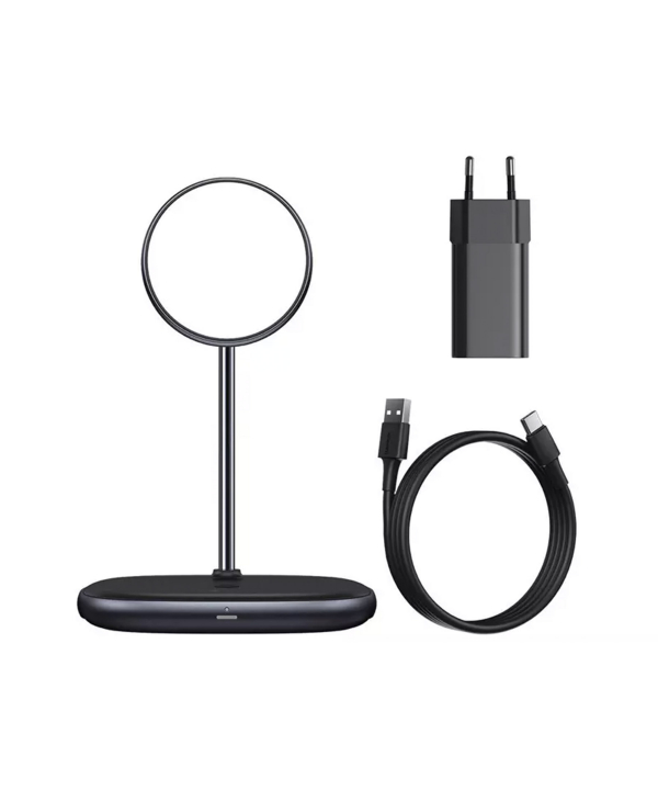 پایه نگهدارنده مگنتی و شارژر وایرلس بیسوس Baseus Swan 2-in-1 Wireless Magnetic Charger 20W WXSW-C01