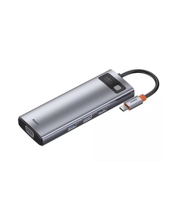 هاب 9 پورت بیسوس Baseus Metal Gleam 9 in 1 Multifunctional Type-C HUB 100W CAHUB-CU0G