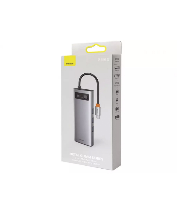 هاب 9 پورت بیسوس Baseus Metal Gleam 9 in 1 Multifunctional Type-C HUB 100W CAHUB-CU0G