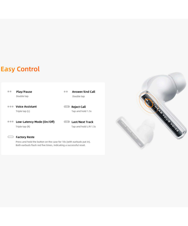 هندزفری بلوتوثی 5.3 با طراحی شفاف کیو سی وای MeloBuds Neo