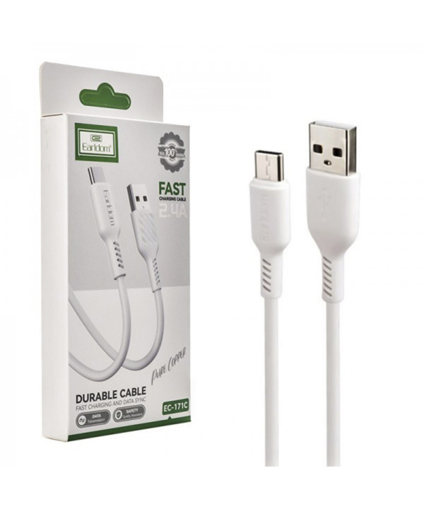 کابل فست شارژ یو اس بی به تایپ سی 2.4 آمپر یک متری ارلدام Earldom EC-171C USB-C Cable