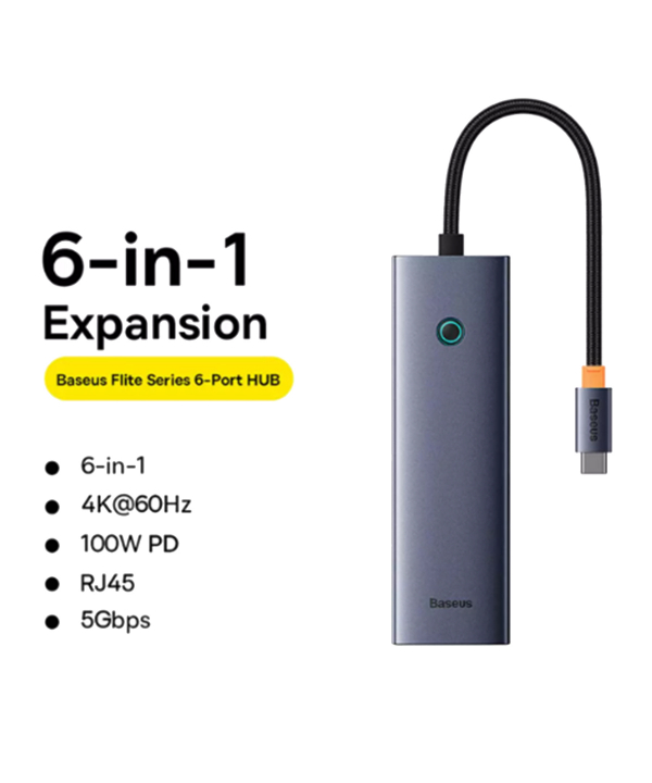 هاب تایپ سی 6 پورت بیسوس BS-OH111 B00052807813-00