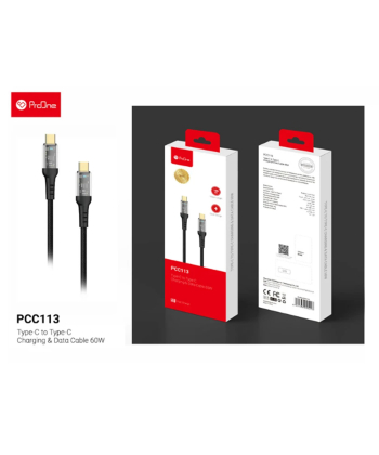 کابل تبدیل USB-CبهUSB-C پرووان مدل PCC113 60W PD طول 1متر