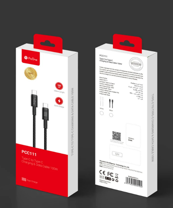کابل تبدیل USB-C پرووان مدل PCC111 100W PD طول 1متر