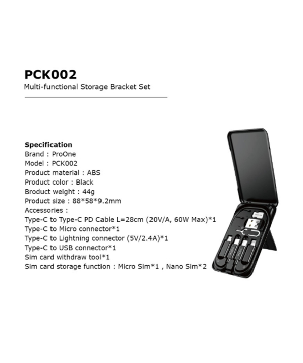 کابل تبدیل USB-C به USB-C / لایتنینگ / USB / microUSB پرووان مدل PCK002 طول 0.28 متر