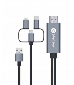 کابل تبدیل HDMI به USB-C / microUSB / لایتنینگ پرووان مدل PCH70 طول 1.8متر