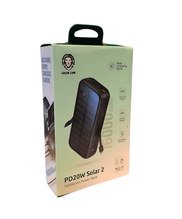 پاوربانک خورشیدی گرین لاین مدل GREEN LION PD20W SOLAR2