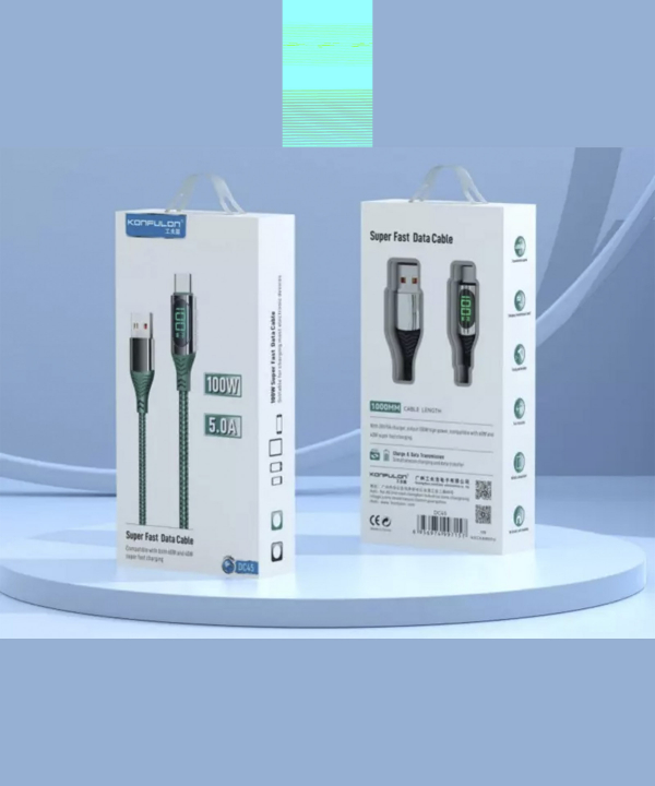 کابل شارژر سریع یو اس بی به تایپ سی کانفلون به طول 1 متر Konfulon Fast Charger Cable TYPE-C USB DC45 100W