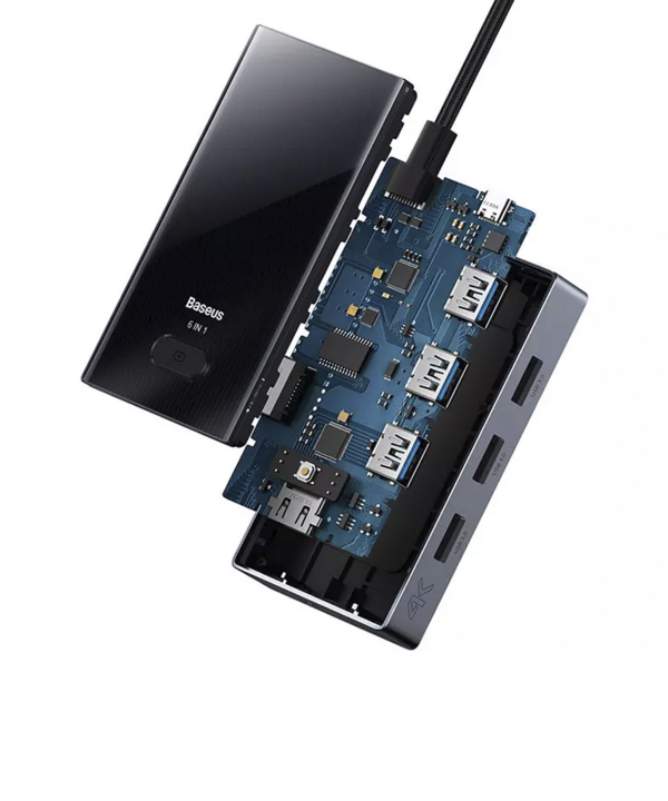 هاب تایپ سی 6 پورت فلزی بیسوس Baseus Focus Series 6 Port Type-C Hub Adapter WKYY030213