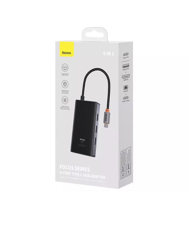 هاب تایپ سی 6 پورت فلزی بیسوس Baseus Focus Series 6 Port Type-C Hub Adapter WKYY030213