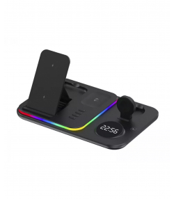 شارژر وایرلس رومیزی، هولدر موبایل، چراغ خواب و ساعت دیجیتال 5 کاره A82 5-in-1 Wireless Charging Dock