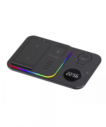 شارژر وایرلس رومیزی، هولدر موبایل، چراغ خواب و ساعت دیجیتال 5 کاره A82 5-in-1 Wireless Charging Dock