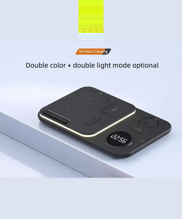 شارژر وایرلس رومیزی، هولدر موبایل، چراغ خواب و ساعت دیجیتال 5 کاره A82 5-in-1 Wireless Charging Dock