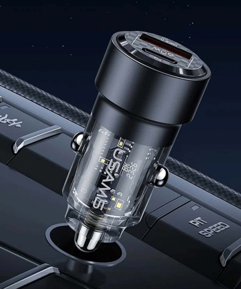شارژر فندکی فست شارژ ماشین تایپ سی 60 وات طرح شفاف یوسامز US-CC208 C39