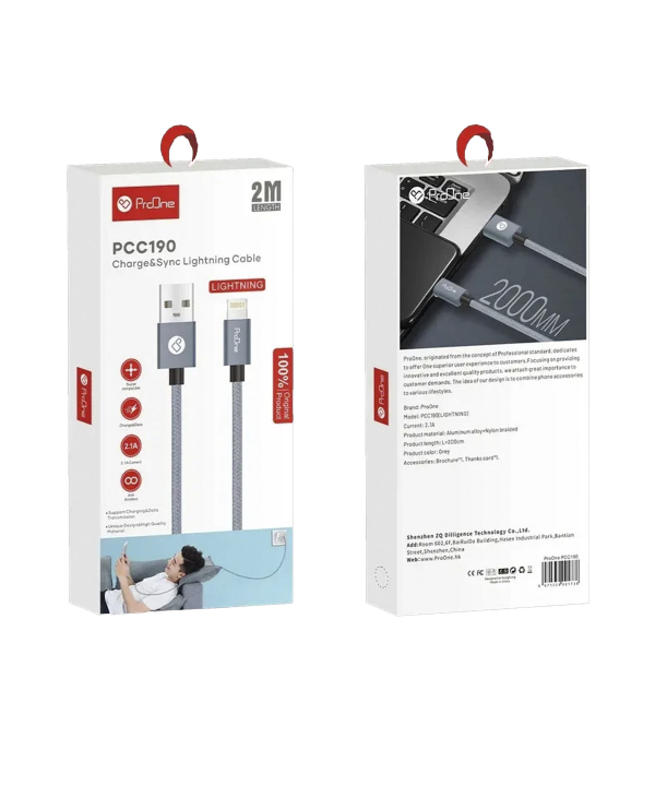 کابل تبدیل USB به لایتنینگ پرووان مدل PCC190 طول 2 متر