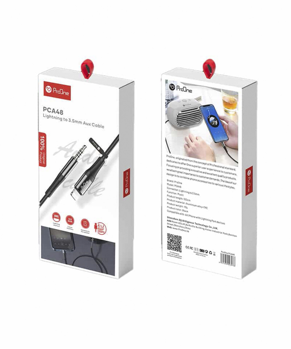 کابل تبدیل لایتنینگ به AUX پرووان مدل PCA48 طول 1 متر