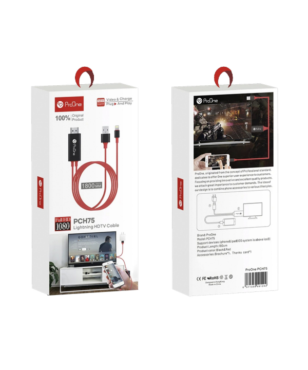 کابل تبدیل لایتنینگ به HDMI پرووان مدل PCH75 طول 1.8 متر