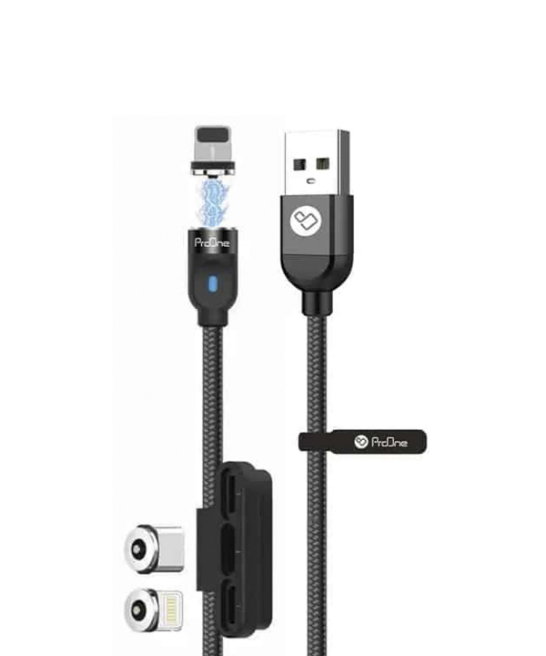 کابل تبدیل مغناطیسی USB به USB-C/لایتنینگ پرووان مدل PCC260 طول 1 متر