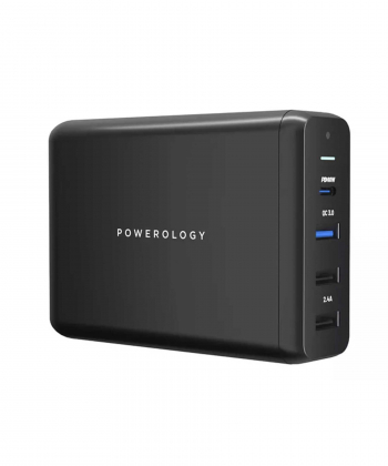 شارژر رومیزی تایپ سی و یو اس بی 4 پورت 75 وات پاورولوژی Powerology power terminal PWCUQC001