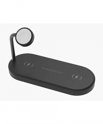 شارژر وایرلس مگنتی 49 وات و استند رومیزی پاورولوژی Powerology 4in1 Fast-Wireless Charging Dock P41MFCHBK