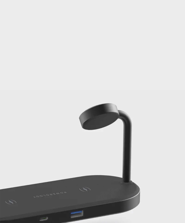 شارژر وایرلس مگنتی 49 وات و استند رومیزی پاورولوژی Powerology 4in1 Fast-Wireless Charging Dock P41MFCHBK