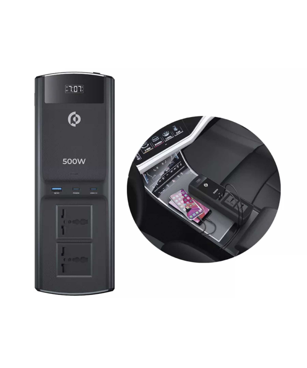 اینورتر خودرو برق 500 وات و پاوربانک پاورولوژی Powerology Universal Multi-Port Car Inverter PCCSR008