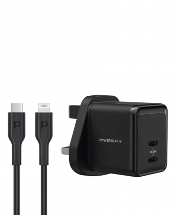 شارژر دیواری تایپ سی پاورولوژی  Powerology Super Compact Gan Charger PWCUQC012-BK