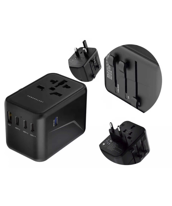 شارژر دیواری مسافرتی 4 تایپ سی و 1 یو اس بی و 1 سوکت برق 65 وات پاورولوژی Powerology Adapter PD65W P65W4PD