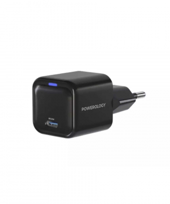 شارژر دیواری تایپ سی 20 وات پاورولوژی Powerology Ultra-Compact 20W GaN PD Charger PWCUQC015
