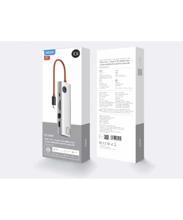 هاب تایپ سی 10پورت راک ROCK TR30-Hub type C 10 port