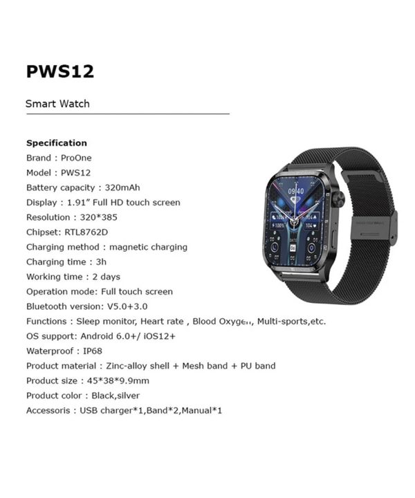 ساعت هوشمند پرووان مدل PWS12