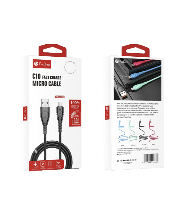 کابل تبدیل USB به microUSB پرووان مدل PCC170(C10) طول 1 متر
