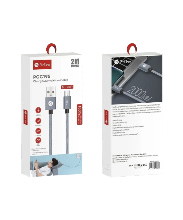 کابل تبدیل USB به microUSB پرووان مدل PCC195 طول 2 متر