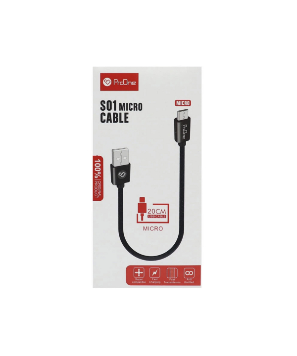 کابل تبدیل USB به microUSB پرووان مدل S01 طول 0.20 متر