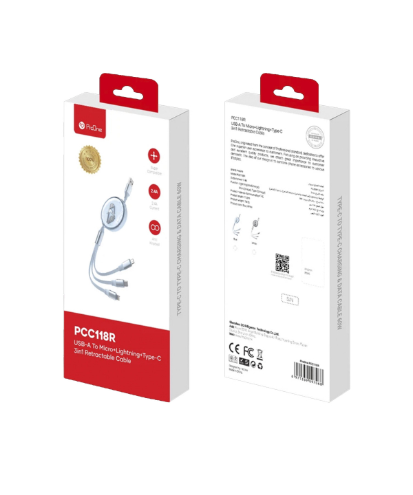 کابل تبدیل USB به USB-C / microUSB / لایتنینگ پرووان مدل PCC118R
